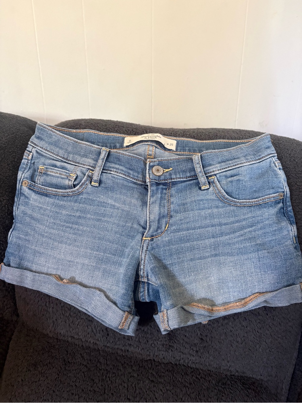 Abercrombie & Fitch Light Blue Rolled-Hem Denim Shorts
